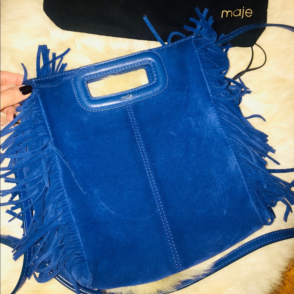 Maje Fringe Suede Bag